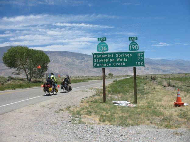 Touring cyclists on their way to Death Valley, CA © 2012 Frosty Wooldridge