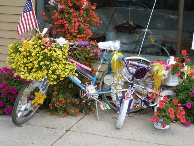 Mother daughter bikes in bloom © 2012 Frosty Wooldridge