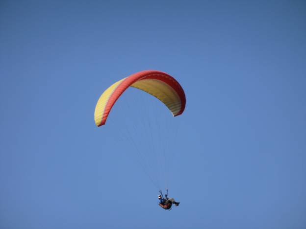 Para-glider soaring off Lookout Mountion, Golden, CO © 2012 Frosty Wooldridge
